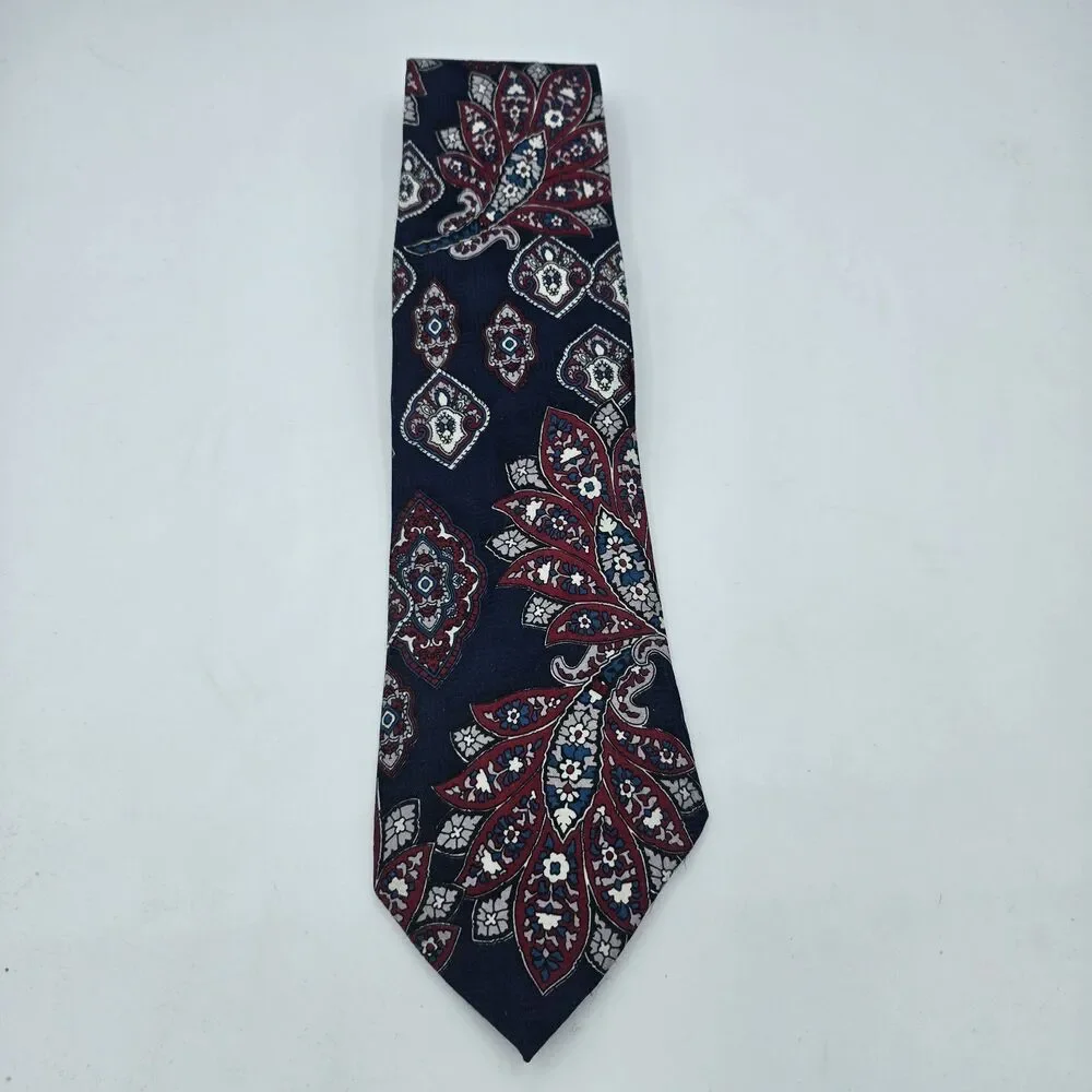 Gino Pompeii SILK Necktie Tie 55 x 4 red blue, Vintage Menswear